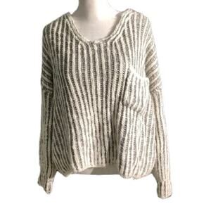 POL Chunky Knit Sweater Striped Women’s S/M — Wool Blend, Cozy, Oversized